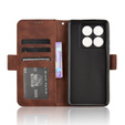 Etui z klapką do Xiaomi 14T Pro, Card Slot, brązowe