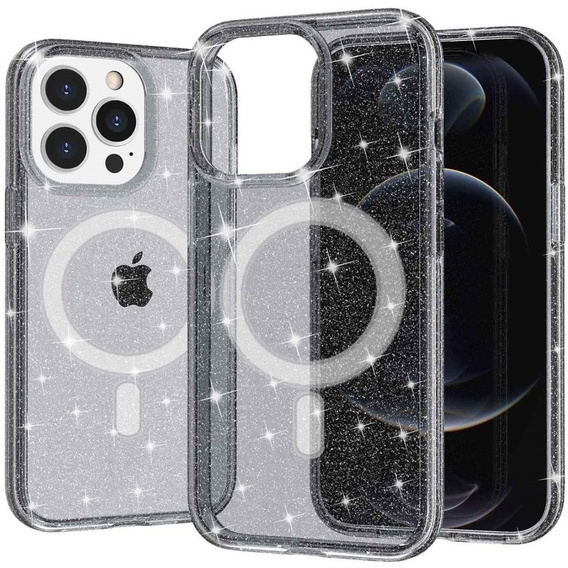 Etui do iPhone 14 Pro, Dropproof MagSafe Glitter, czarne