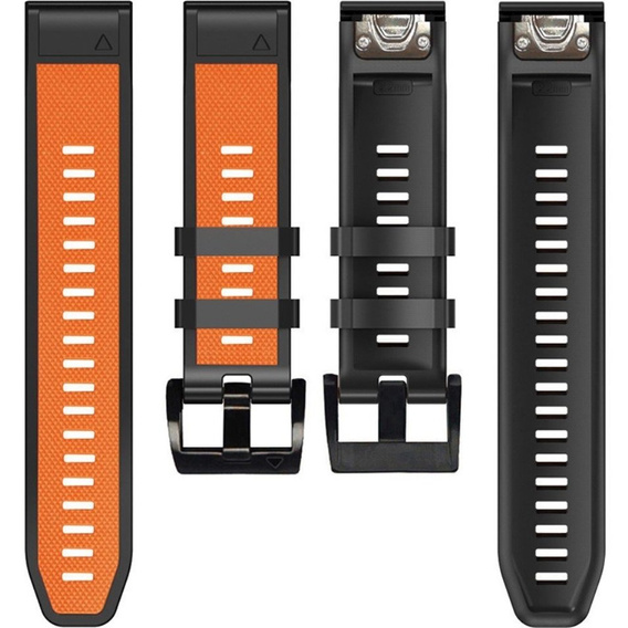 Pasek Silikonowy Quickfit 22mm do Garmin, Pomarańczowy / Czarny