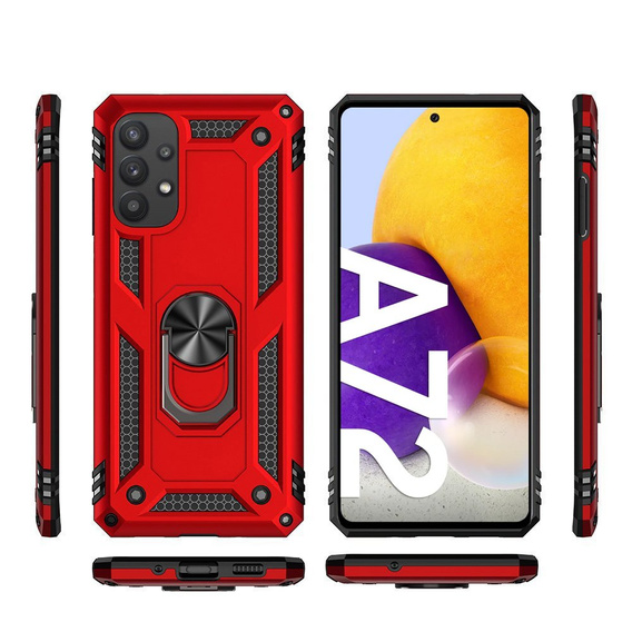 Etui pancerne do Samsung Galaxy A72 5G, Nox Case Ring, czerwone
