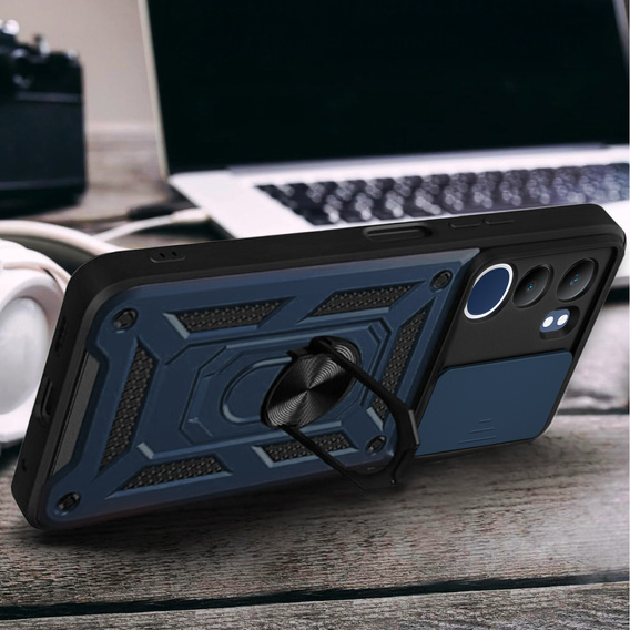 Etui pancerne do Vivo Y19s, CamShield Slide, niebieskie