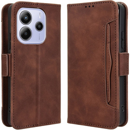 Etui z klapką do Xiaomi Redmi Note 14 4G, Card Slot, brązowe