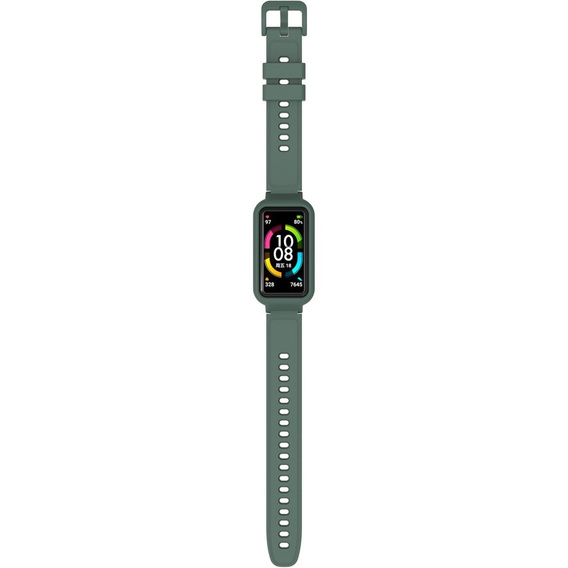 Pasek Silikonowy + Etui do Huawei Band 8 / Huawei Band 9 / Huawei Band 10, Zielony
