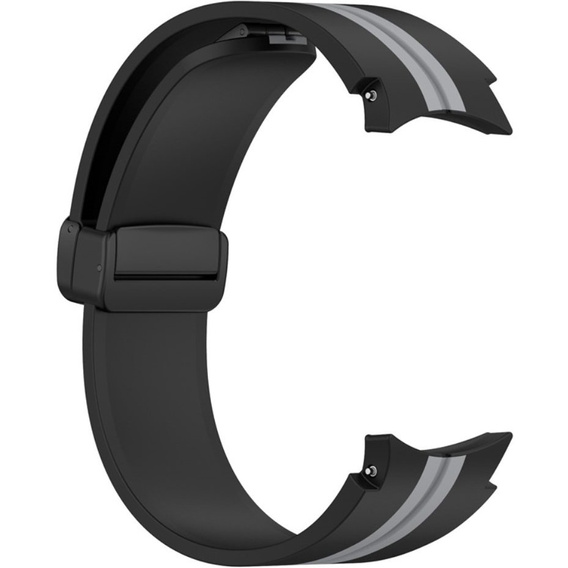 Pasek Silikonowy do Samsung Galaxy Watch 4/5/6/7/FE 40/42/43/44/45/46/47mm, Czarny / Szary