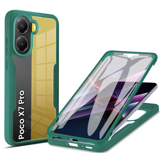 Etui do Xiaomi Poco X7 Pro 5G, Shockproof, z folią, zielone
