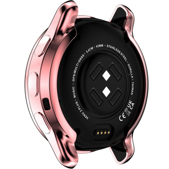 2w1 Etui z Osłoną Silikonową na ekran do Garmin Venu 2 Plus, Różowe