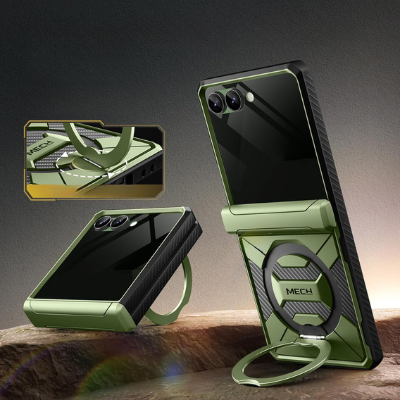 Etui do Samsung Galaxy Z Flip 7, Tongate MECH Magsafe, zielone