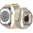 Pasek Nylonowy do Apple Watch 1/2/3/4/5/6/7/8/9/10/11/SE Ultra 1/2/3 42/44/45/46/49mm, Beżowy/Żółty