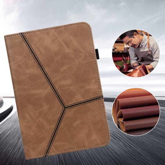 Etui do Samsung Galaxy Tab S10 Lite / S10 FE / S9 FE / S9, Classic, z miejscem na rysik, brązowe