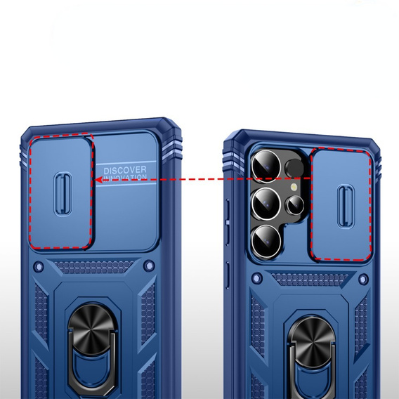 Etui do Samsung Galaxy S25 Ultra, KickStand Camera Lens, niebieskie