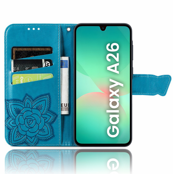 Etui z klapką do Samsung Galaxy A26 5G, Butterfly, niebieskie
