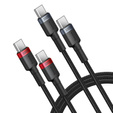 Baseus kabel Cafule USB‑C na USB‑C 2 m 100 W – czerwono‑czarny + szaro‑czarny (2 szt.)