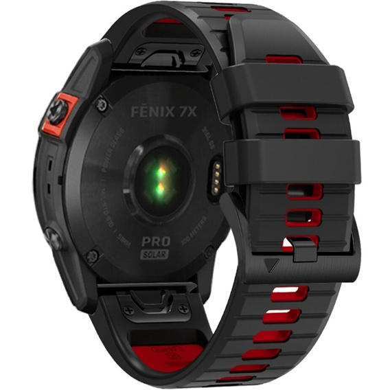 Pasek Silikonowy do Garmin Fenix 5X/6X/7X, Czarny / Czerwony