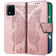 Etui z klapką do Vivo Y01, Butterfly, różowe