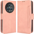 Etui z klapką do Honor Magic 5 Pro 5G, Card Slot, różowe