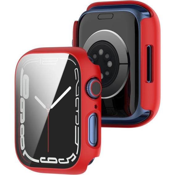 2w1 Etui + Szkło Hartowane do Apple Watch 7/8/9 41MM, Czerwone