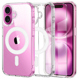 Etui Magnetyczne do iPhone 16, ERBORD CrystalMag, przezroczyste + Szkło na ekran