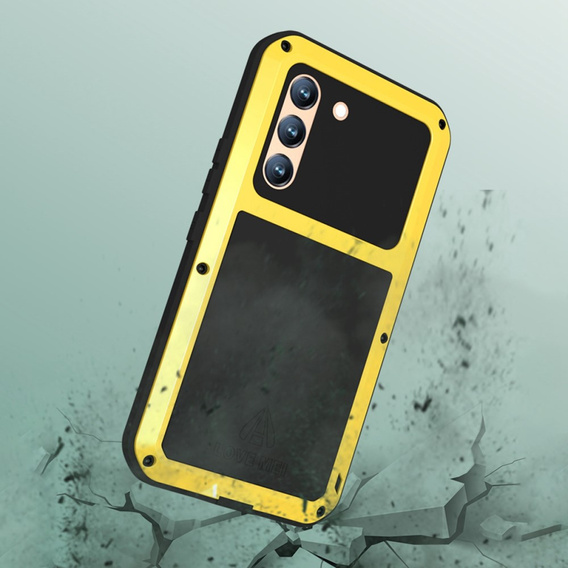 Etui Love Mei do Samsung Galaxy S22, pancerne ze szkłem, żółte