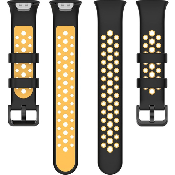 Pasek Silikonowy do Xiaomi Mi Band 7 Pro, Czarny / Żółty