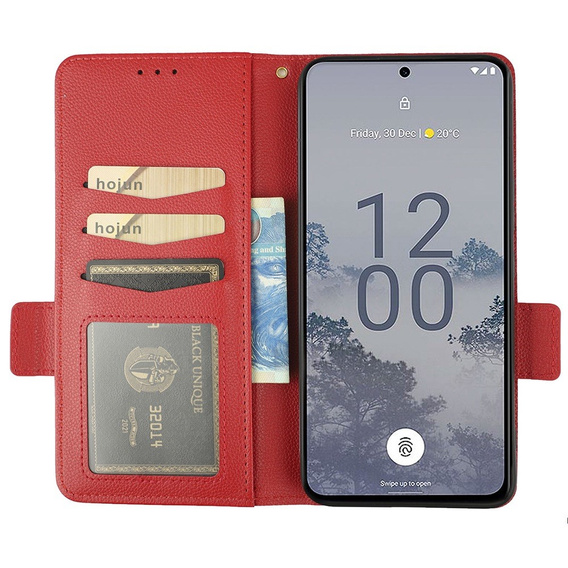 Etui z klapką do Nokia X30 5G, Wallet Litchi Magnet Case, czerwone