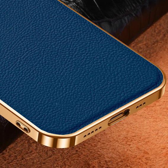 Etui do iPhone 13 Pro, Cowhide Leather, niebieskie