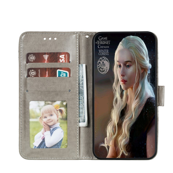 Etui z klapką do Xiaomi Redmi Note 9s/ 9 Pro, Mandala, szare