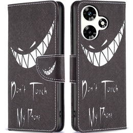 Etui z klapką do Infinix Hot 30, Wallet, Don't Touch My Phone czarne
