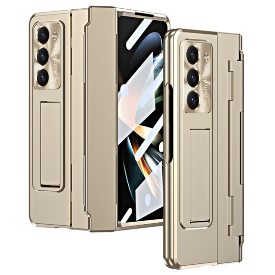 Etui ochronne PC z podstawką i ochroną zawiasu do Samsung Galaxy Z Fold6 5G – złote