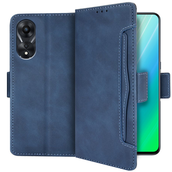 Etui z klapką do Oppo A78 5G, Card Slot, niebieskie