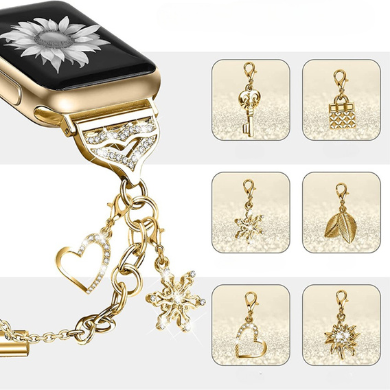 Kobieca bransoleta do Apple Watch 1/2/3/4/5/6/7/8/9/10/11/SE Ultra 1/2/3 42/44/45/46/49mm - Złota