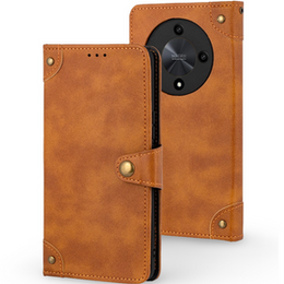 Etui z klapką do Honor Magic 6 Lite 5G, Split Leather, pomarańczowe