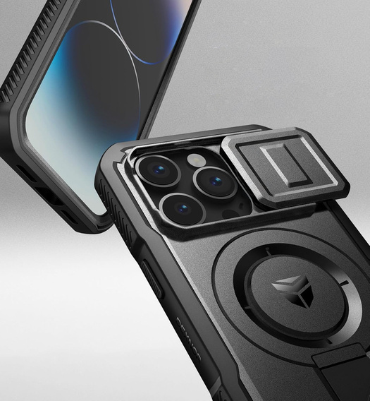Etui Dexnor do iPhone 14 Pro – magnetyczne, z przesuwaną osłoną aparatu - czarne