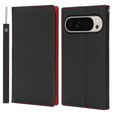 Etui z klapką do Google Pixel 10 Pro XL, Litchi Skin Grain, czarne