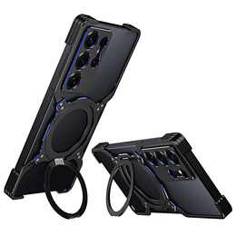 Etui do Samsung Galaxy S25 Ultra, Kickstand Bumper, z osłoną obiektywu, do MagSafe, czarne / niebieskie