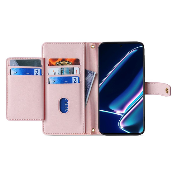 Etui z klapką do Realme 11 Pro 5G / Pro+ 5G, Wallet Zipper Pocket, różowe