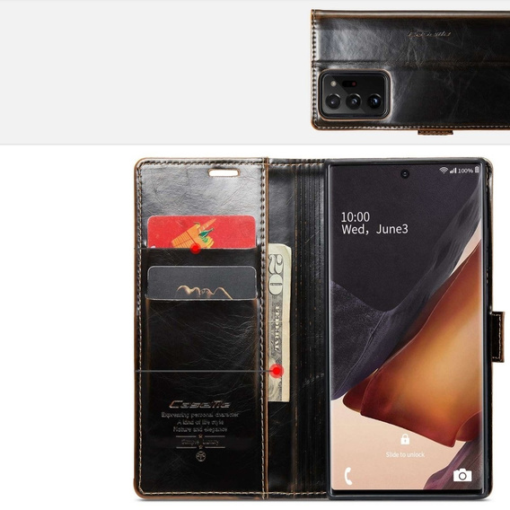 Etui z klapką CASEME do Samsung Galaxy Note 20 Ultra, Waxy Textured, kawowe