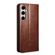 Etui z klapką do Samsung Galaxy S25 FE, QIALINO Leather Wallet, brązowe
