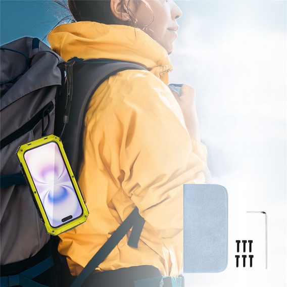 Etui R-JUST do iPhone 17 z wbudowaną ochroną ekranu - żółte