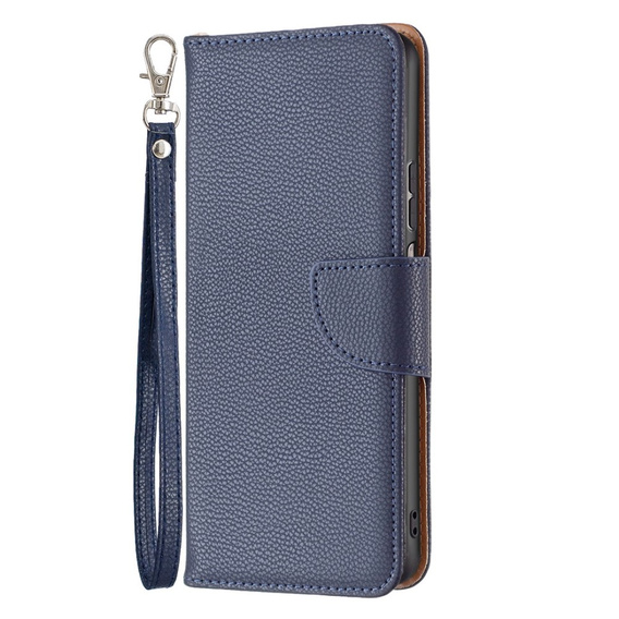 Etui z klapką do Samsung Galaxy M33 5G, Wallet Litchi Magnet, granatowe