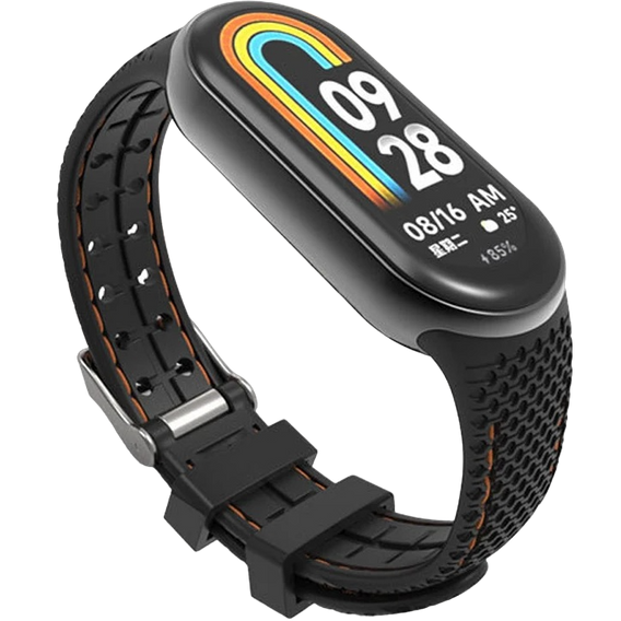 Pasek Silikonowy do Xiaomi Smart Band 10 / 9 / 8, Czarny / Pomarańczowy