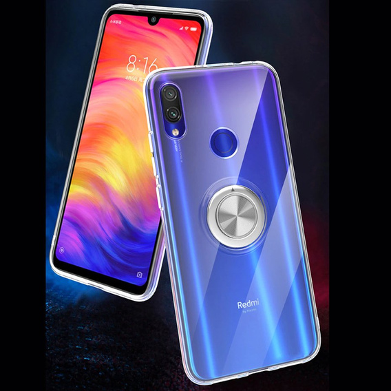 Etui do Xiaomi Redmi 7, silikonowe z ringiem Airbag Ring, szare