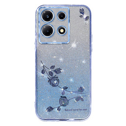 Etui do Infinix Note 30 Pro 4G, Glitter Flower, niebieskie