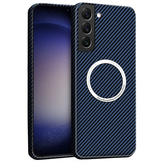 Etui do Samsung Galaxy S23, Magsafe Slim Carbon, niebieskie