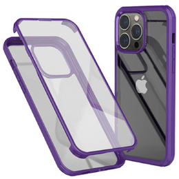 Etui ze szkłem hartowanym i ramką TPU do iPhone 14 Pro Max, fioletowe