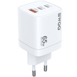 Ładowarka sieciowa BWOO CDA147 65W GaN, 2xUSB-C 1x USB-A, biała