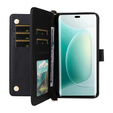 Etui z klapką do Honor 400 5G, Crossbody Leather Wallet, czarne