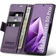 Etui do Infinix Note 50 Pro, ERBORD Glossy Litchi, portfel z klapką, fioletowe