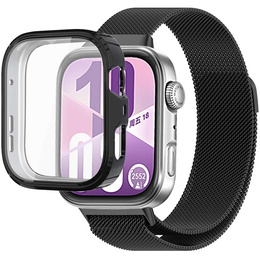 Bransoleta Milanese + Etui z osłoną na ekran do Huawei Watch Fit 4, Czarna
