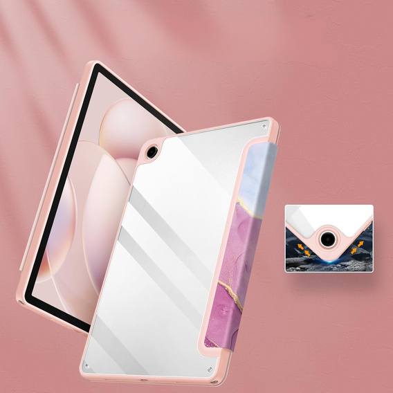 Stylowe etui do Samsung Galaxy Tab A9+ – Smartcase Hybrid Marble różowe