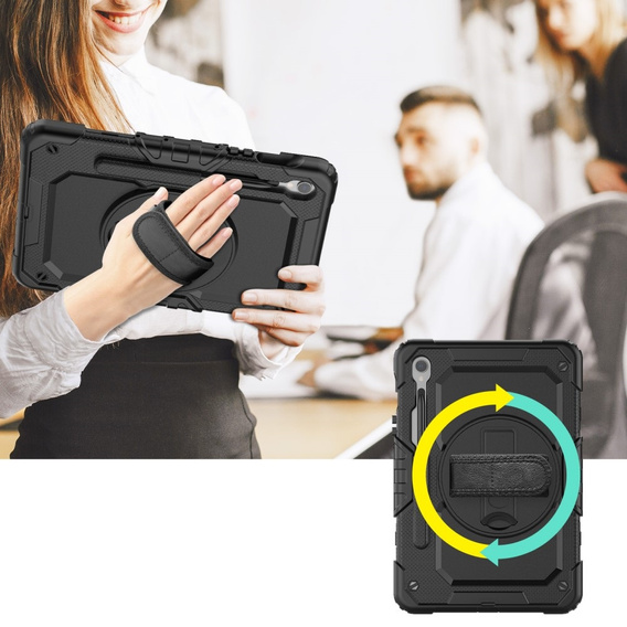 Etui pancerne do Samsung Galaxy Tab S10 Lite / S10 FE / S9 FE, ochronne 360 z miejscem na rysik, czarne